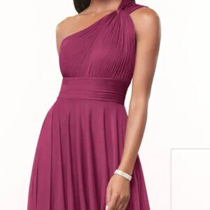 AZAZIE CHARLIZE A-Line One Shoulder Mesh Floor-Length Dress Mulberry, Sz A18
